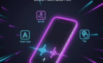 Voice Access interface showing voice command options on Android