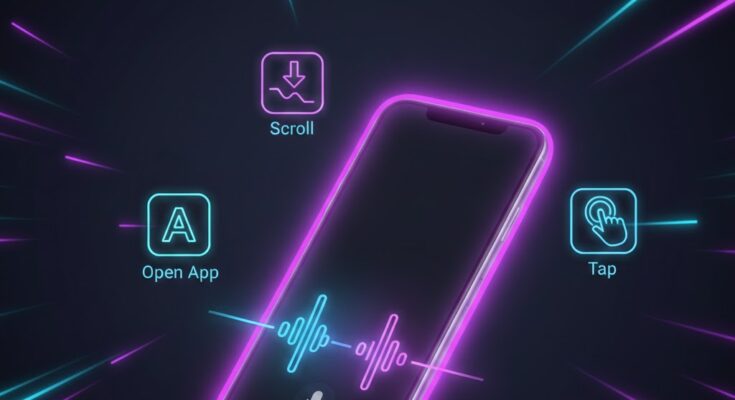 Voice Access interface showing voice command options on Android
